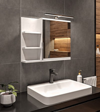 Spiegelschrank Bad mit Chrom Beleuchtung  4000 K IP44  Spiegel Badezimmerschrank