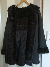 Pelzjacke mit Kapuze Pelzinnenfutter schwarz  echt Pelz  Feh  40 M