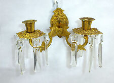 Zwei Wandleuchter  ca 1860 Napoleon III Bronze vergoldet Kristall