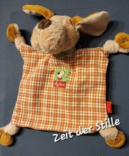 SIGIKID Hund Fips 25 cm Braun Orange kariert Schmusetuch Kuscheltuch 40416 Neuw.