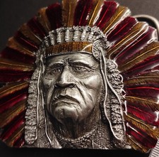 Buckle/Gürtelschnalle INDIAN Chief, Vintage von 1993, von Bergamot, Made in USA