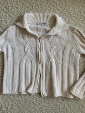 MARIA DI RIPABIANCA Strick Jacke Seide 100% Pulli creme beige S-M 36-38-40 kurz