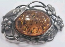 Florale 925er Silber Brosche -