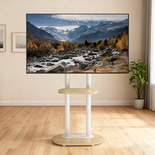 UNHO TV Ständer Standfuß Rollwagen Mobil Rollen Metall Weiß 40-75 Zoll Fernseher