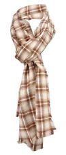 Schal in braun hellbraun beige kariert mit kleinen Fransen - Gr. 180 x 50 cm