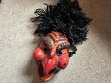 Älter geschnitzte Holz Faschingsmaske Fasnacht Maske Larve carnival mask "Hexe"