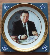 Franz Josef Strauß Autogramm Gedenkteller mit Goldrand