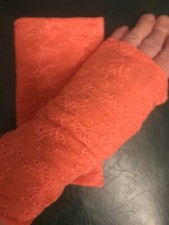 Handstulpen Stulpen Pulswärmer Spitze orange  18 cm doppelt gelegt