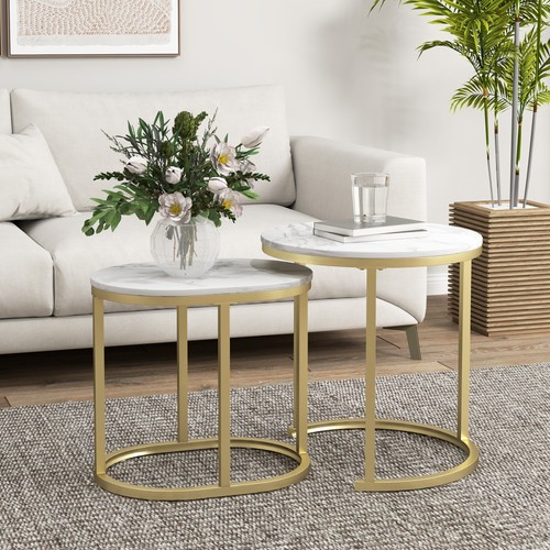 Homcom couchtisch rund 2er - couchtisch,