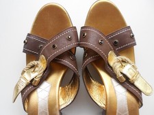 Super sexy-edle Plateau Clogs v. MARGRIT, Gr.38,braun-gold Leder, NEU, NP 249.90