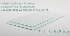 Glasplatte Glasscheibe 3 4 5 6 8 mm Klarglas Glas nach Maß Zuschnitt auf Wunsch