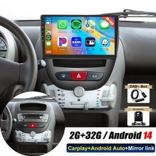 Android 14 Autoradio DAB+ Box Kamera Carplay GPS Navi für Citroen C1 Toyota Aygo