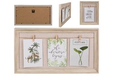 Bilderrahmen Fotohalter Rahmen Leine Wäscheklammern Fotorahmen Naturfarben