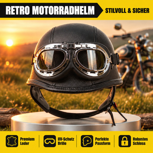 Retro halbschalenhelm leder - halbschalenhelm,