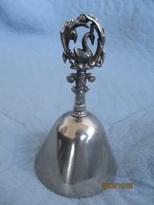 Alte antike Rezeptionsklingel Tischglocke mit Schwan aus Eisen