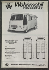 Prospekt Peugeot J7 Wohnmobil Weinsberg Ausstattung Preise DINA4, 4 S. 1973/75