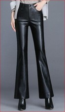 Neue Schwarze Damen Lederhose Lederjeans Gr. XL 40/42