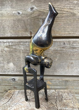 27cm Bronze  Frau Figur Skulptur Sportlerin Turnerin Art Deco Gold B-Ware