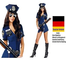 C24 - Damen Polizei Kostüm Polizistin Kleid Mütze Blau Erwachsen Karneval S-XL