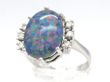 Größe 53 Ring 585 GOLD 14 Karat Weißgold bague Goldring Opal anello G3423/24