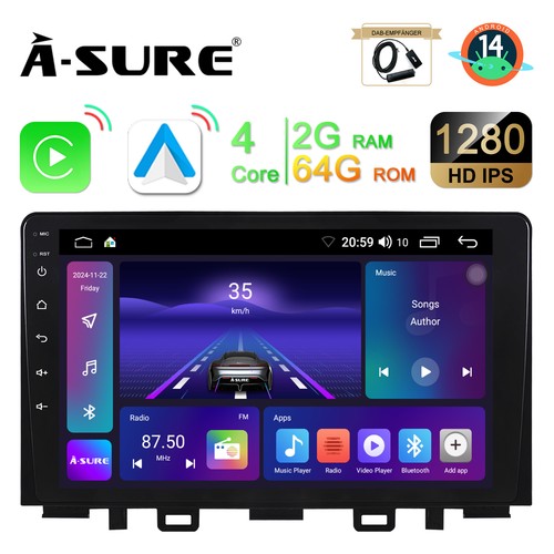 Dab carplay 64g android 14 - dab+, 2+64g