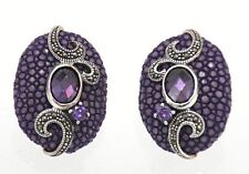 Ohrstecker  Rochen Leder Zirkonia & Markasit   925er ECHT SILBER