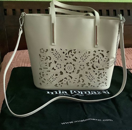 Damen leder handtasche beige - leder,
