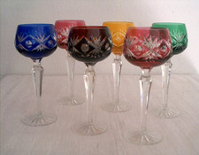 alte Gläser  Römer Kristallglas  Weinglas  Überfangglas bunt 20,5 cm