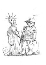 Tuschezeichnung Karikatur ICE