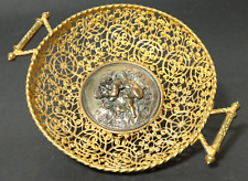 Alte Jugendstilschale Metallschale Drahtschale feuervergoldet ? Putto Schale