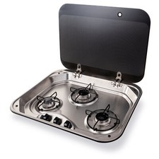 Gaskochfeld 3-flammig Gaskocher Einau Kochfeld Herdplatten mit Glasabdeckung