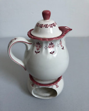 Teekanne Porzellan Schramberg Handbemalt Wien mit Teelicht Untersetzer Weiß Rot
