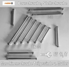 Sechskantschrauben, Bauschrauben, Maschinenschrauben mit Mutter