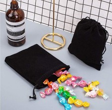 2 Stück Samtbeutel Schmuckbeutel Spiel Aufbewahrung mit Kordelzug, 12x10cm Black