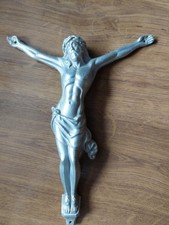 Christusfigur Korpus silberfarbenes Metall für Holzkreuz