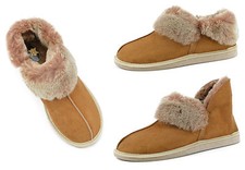 Lammfell Leder Mokassin Hausschuhe Lederhausschuhe Hüttenschuhe Fellschuhe natur