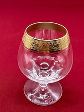 BLEIKRISTALL KRISTALL GLAS BREITER GOLDRAND H/Du 10,5/5cm COGNAC