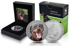 Niue 1 Oz Silber German Rottweiler Farbe 2015 Etui. Auflage nur 999 Stück Selten