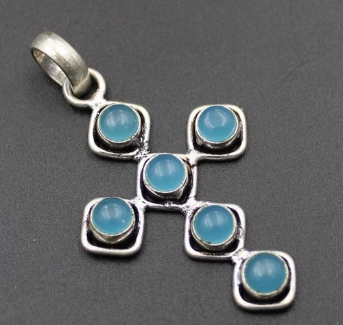 Aqua chalcedon kreuz - kreuz, anhänger