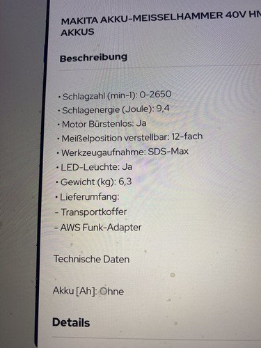 Makita akku meißelhammer - akku-meißelhammer, v