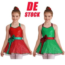DE Kinder Mädchen Weihnachten Kleid Weihnachtsmann Kostüm ärmellos Partykleid