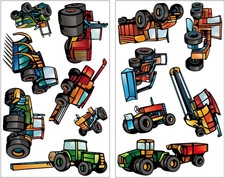 13-teiliges Traktor Wandtattoo