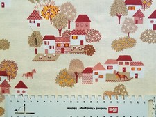 Stoff 70 x 140 cm Esel Häuser