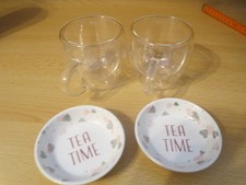 Tee Set Gläser Doppelwandig  2 Stück und Beuteluntersetzer