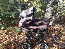 Trille Dänischer Kinderwagen/Karre , Braun,  Innenfutter Beige mit Giraffen