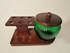 Seltener Pfeifenständer mit Humidor Holz/Glas 60iger Jahre