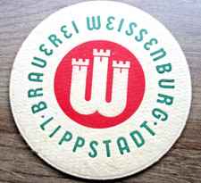 alter Bierdeckel, Brauerei Weissenburg Lippstadt, beidseitig
