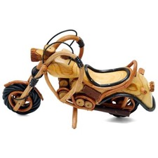 Motorrad moderne Skulptur Deko aus Holz 30 cm  Wooden Chopper Deko Bike