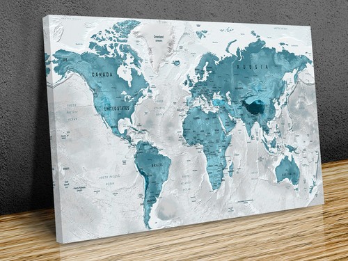 Weltkarte leinwand wandbild - weltkarte,