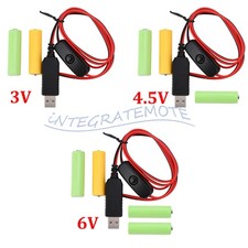 AAA Eliminator Cable Dummy-Battery Power Cable Replacement for 3/4.5/6V AA AAA